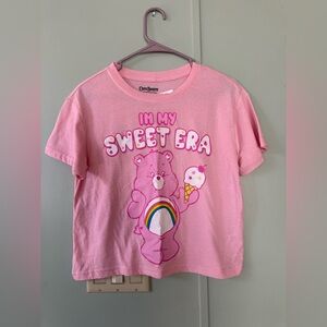 Care Bears In My Sweet Era Graphic Crop Top Tee Cheer Bear Size Medium NWT Pink